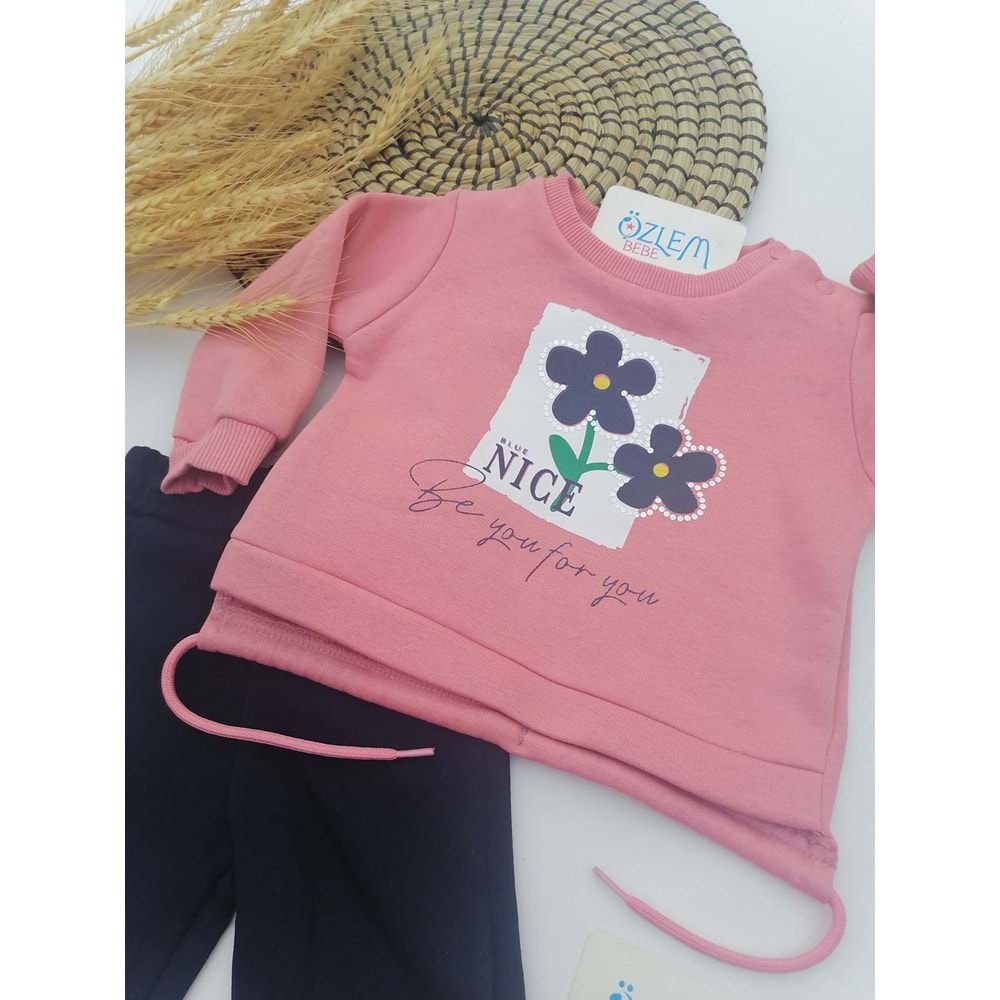 Çiçek Çiçek Pembe Bebek Takım