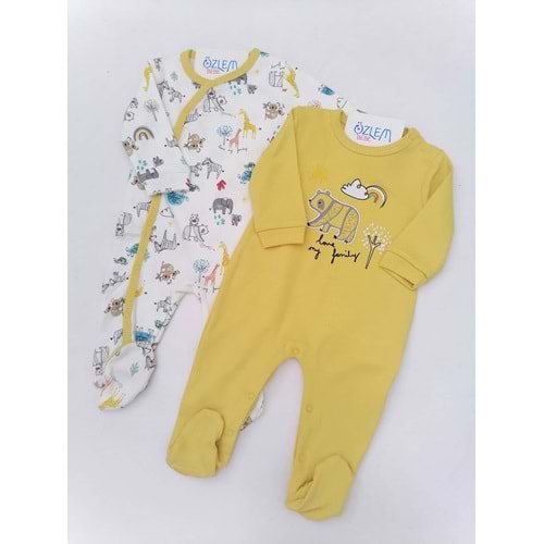 Anne ve Yavrular Sarı 2'li Bebek Tulum