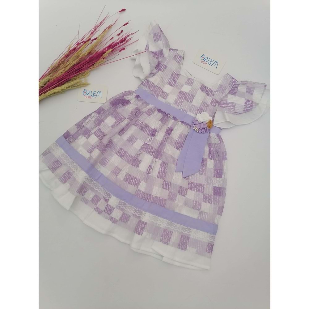 Fırfır Kol Lila Şifon Elbise