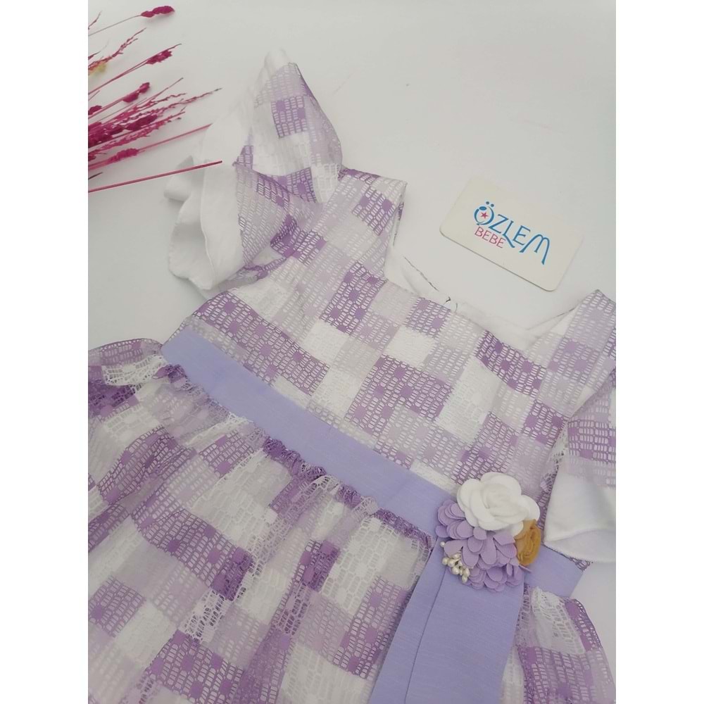 Fırfır Kol Lila Şifon Elbise