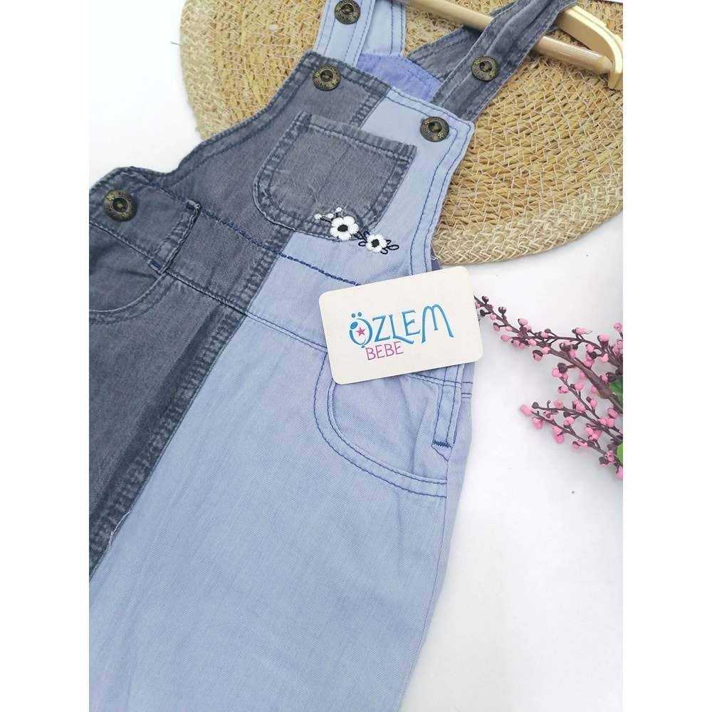 Çapraz Renk Denim Salopet Elbise
