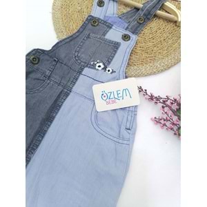 Çapraz Renk Denim Salopet Elbise