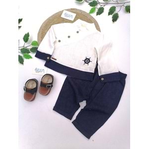 Hakim Yaka Yandan Düğmeli Keten Takım