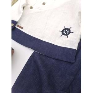 Hakim Yaka Yandan Düğmeli Keten Takım