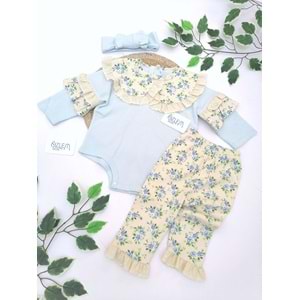 İspanyol Pantolon&Çiçekli 3lü Takım