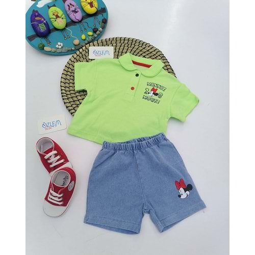 Yeşil Tişört Denim Şort Takım