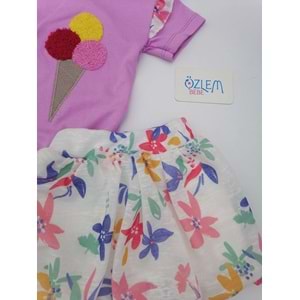 Dondurma Desen Balon Etekli Mor Takım