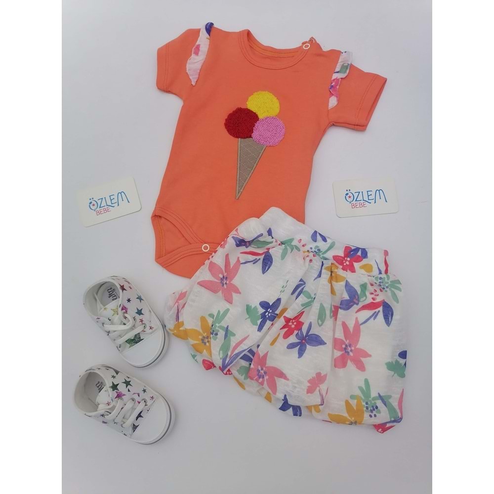 Dondurma Desen Balon Etekli Turuncu Takım