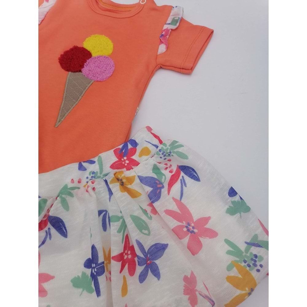 Dondurma Desen Balon Etekli Turuncu Takım