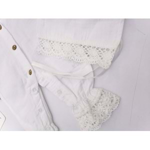 Yakası Dantel İşleme Müslin Tulum