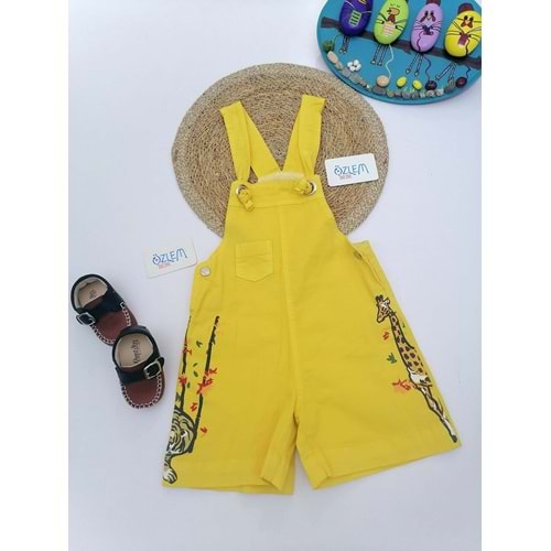 Zürafa Desen Keten Salopet