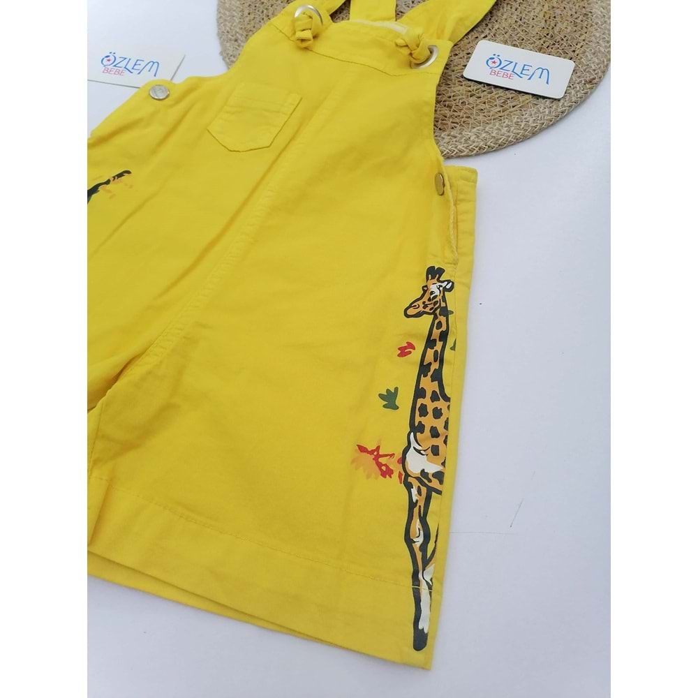 Zürafa Desen Keten Salopet