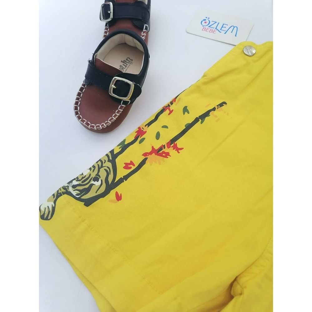 Zürafa Desen Keten Salopet