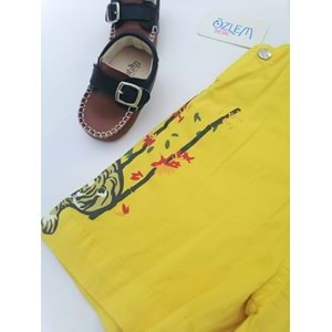 Zürafa Desen Keten Salopet