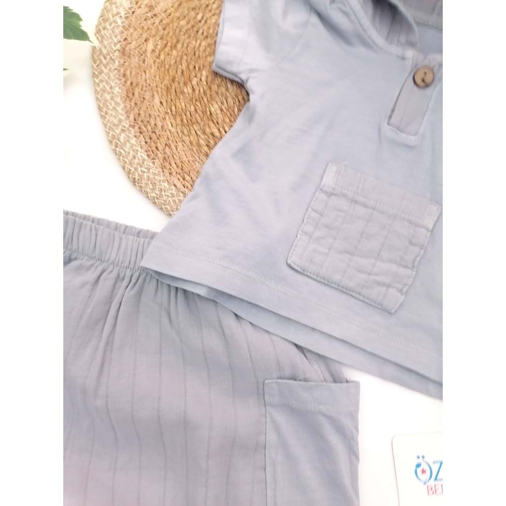 Kapüşonlu Şalvar Pantolon Gri Takım