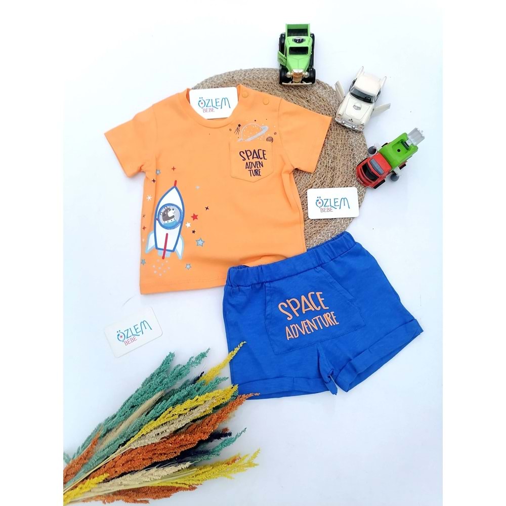 Uzay Mekiği Turuncu Tişört Şortlu Takım