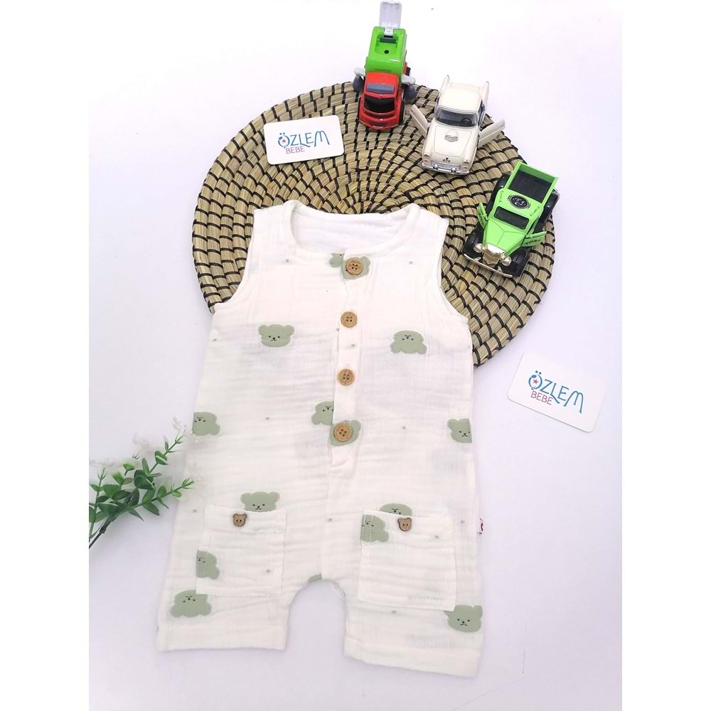 Ayıcık Krem Şort Tulum