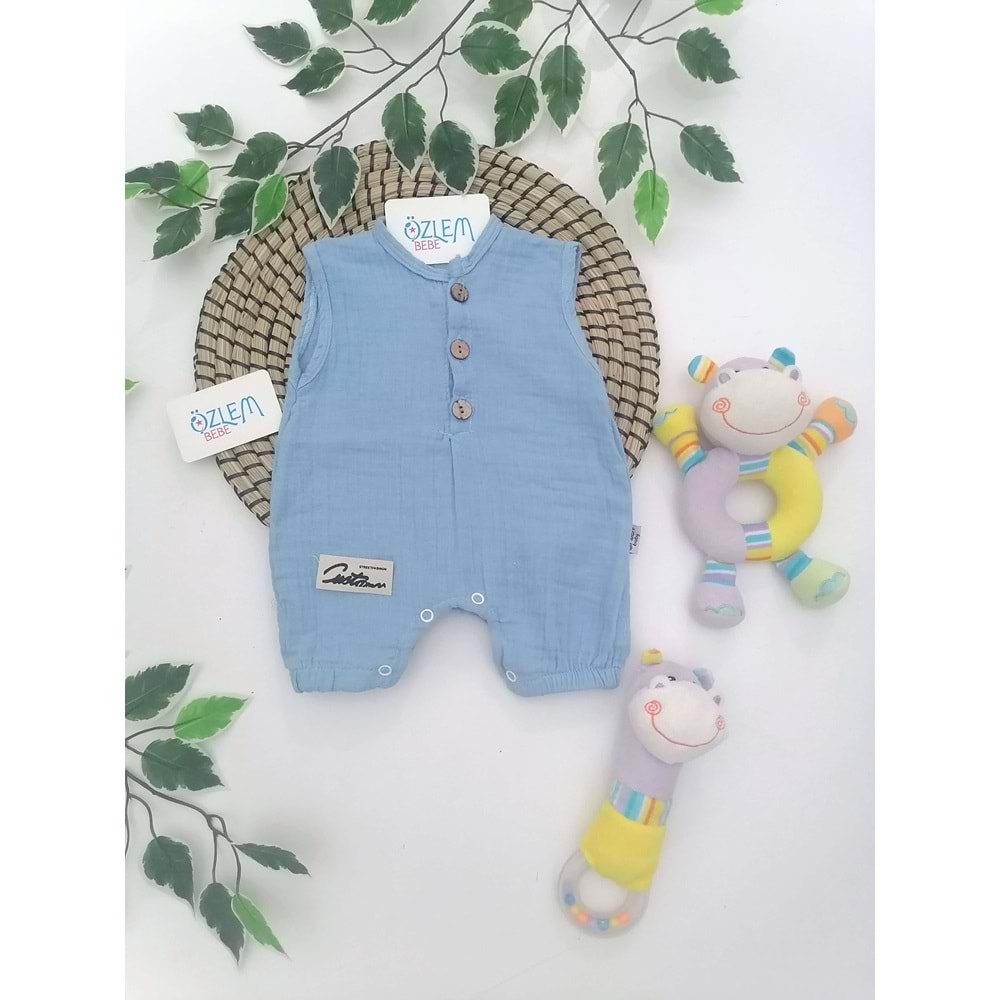 Hakim Yaka Mavi Müslin Tulum