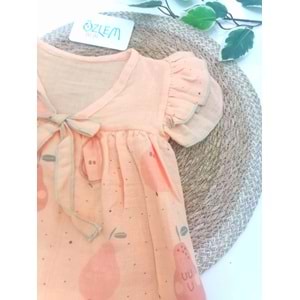 Kolları Fırfır Şalvarlı Tarçın Müslin Takım