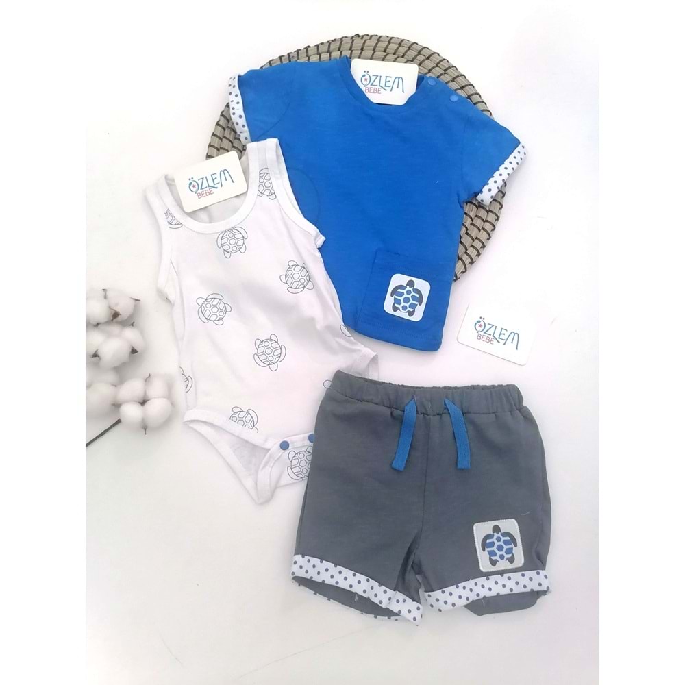 Tosbik Figürlü Mavi 3'lü Takım