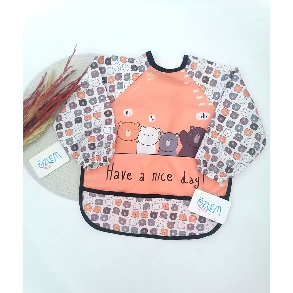 Ayı Kafalar Naylon Mama Önlüğü