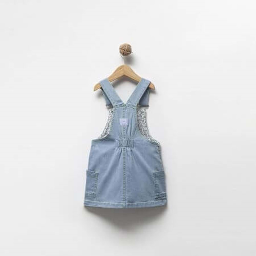 Emojili Pembe Tişörtlü 2'li Salopet Elbise