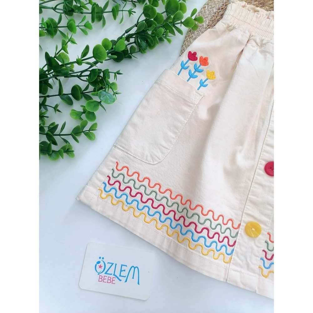 Çiçek Nakışlı Etek