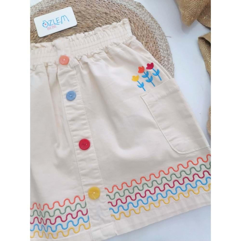 Çiçek Nakışlı Etek