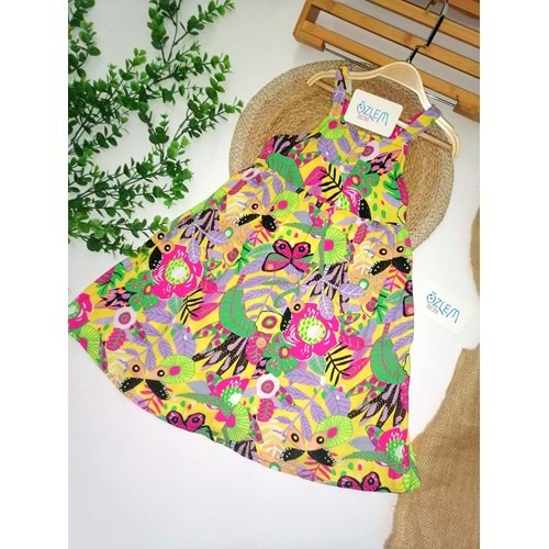 Çiçekli Desen Askılı Elbise