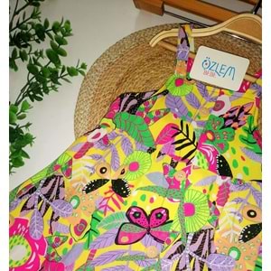 Çiçekli Desen Askılı Elbise