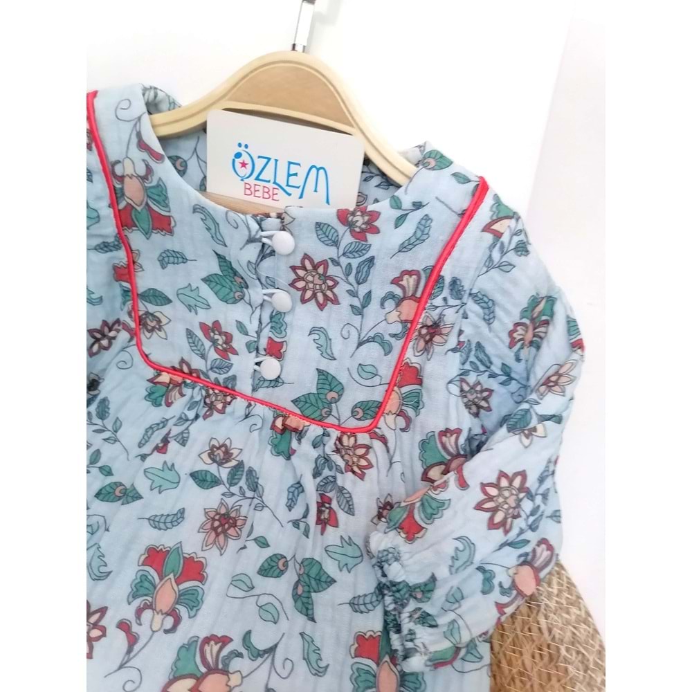 Ethnic Desen Müslin Elbise