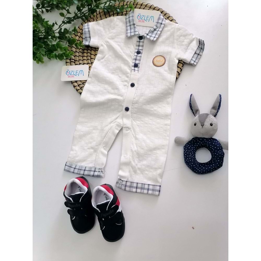 Mavi Pötikare Yakalı Soft Tulum