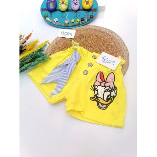 Daısy Duck Nakışlı Beli Büzgülü Şort