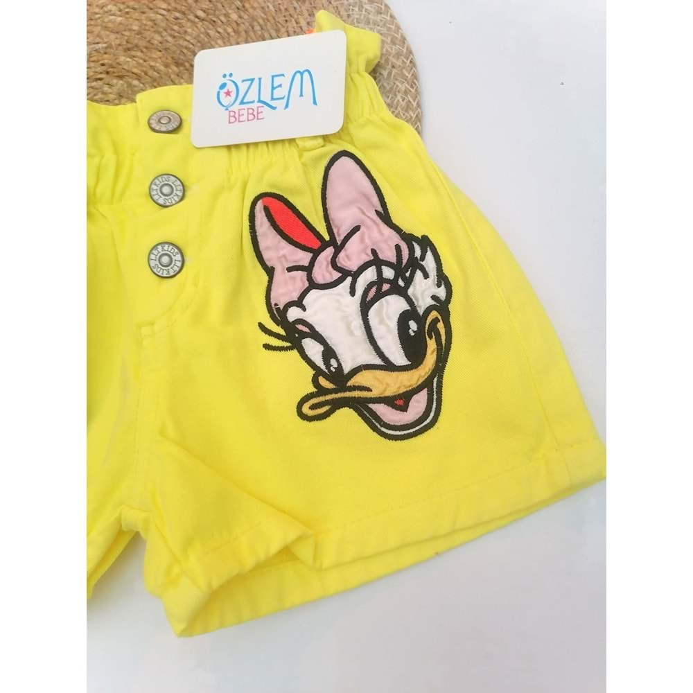 Daısy Duck Nakışlı Beli Büzgülü Şort