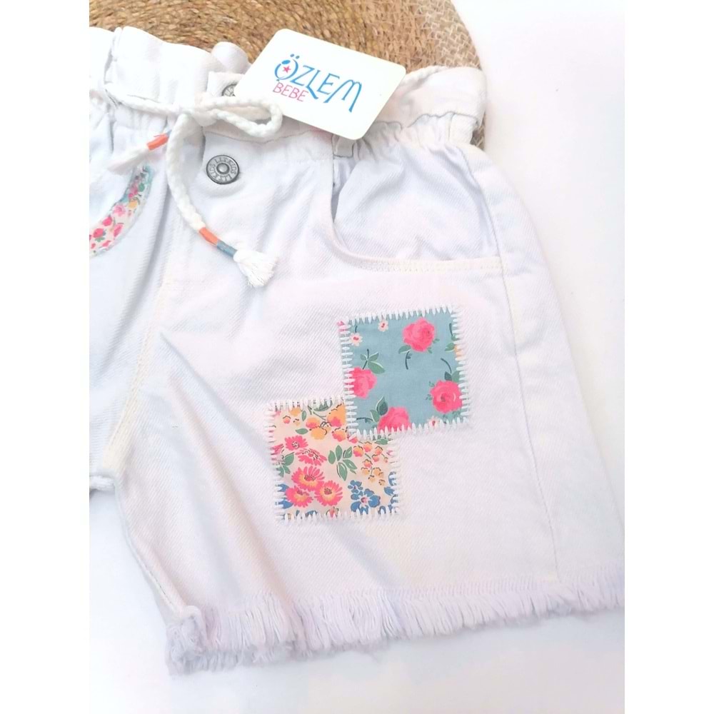 Yama Desen Beli Büzgülü Şort