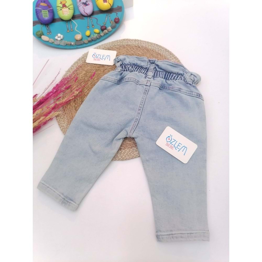 Fırfır Cep Beli Büzgülü Kot Pantolon